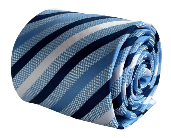 navy, light blue and white  striped  tie